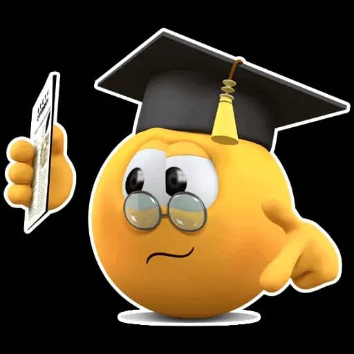 A happy grad emoji showing off certificate